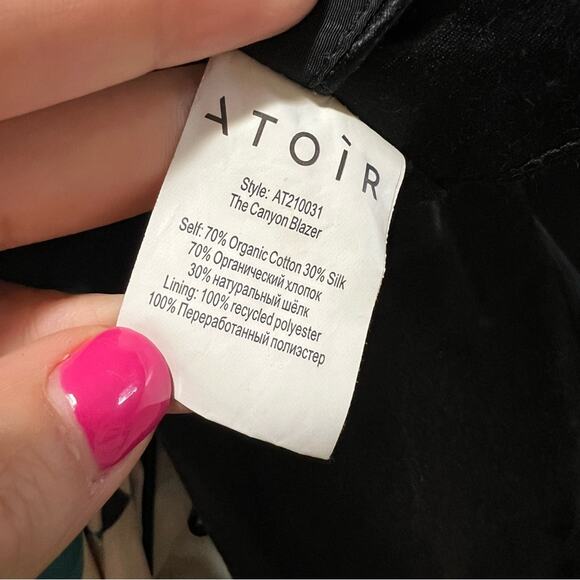 Atior Canyon black cotton silk blend cutout cropped blazer US6 - Picture 8 of 9